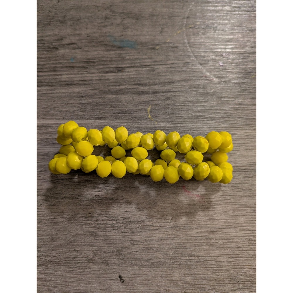 Yellow Faceted Beaded Stretch Bracelet Double Strand Chunky Statement Jewelry